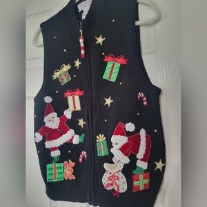 Tiara International Christmas Collection Vintage Womens Sweater Cardigan Vest L